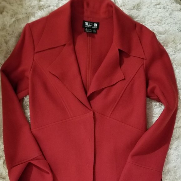She by Sheri Bodell Womens Long Red Coat, Sz 6, Collector's Item, From $498, New - Picture 1 of 10